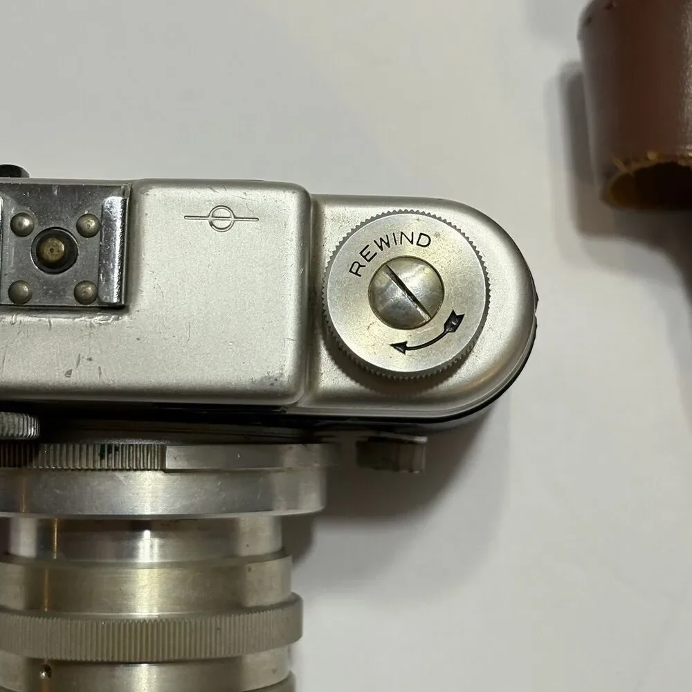 Vintage Argus C-Four 35mm Camera With 50mm f/2.8 Cintar Lens And Leather Case